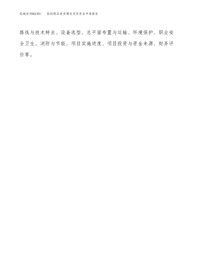 胶粘制品投资建设项目资金申请报告